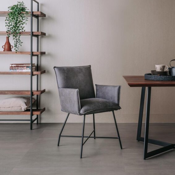 Tower Living Eetkamerstoel Trofa Met Armleuningen - Stof Amazon 2 Grey Sfeerfoto (2)