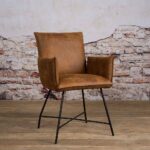Tower Living Eetkamerstoel Trofa Met Armleuningen - Stof Amazon 9 Cognac Sfeerfoto
