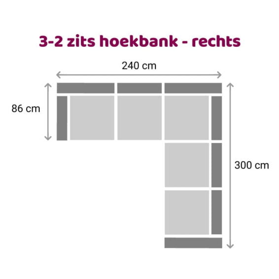 Zittz Angela Hoekbank 2-3 zits rechts