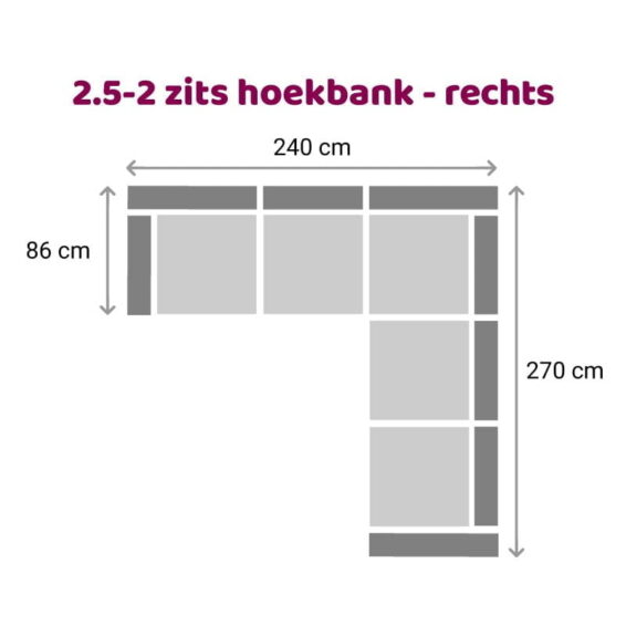 2.5-2 zits hoekbank Carmen - Rechts