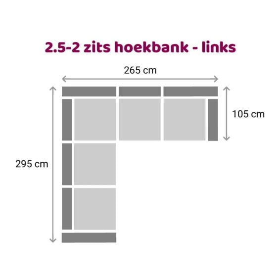 Zitzz Hamilton Hoekbank 2,5-2 zits - links