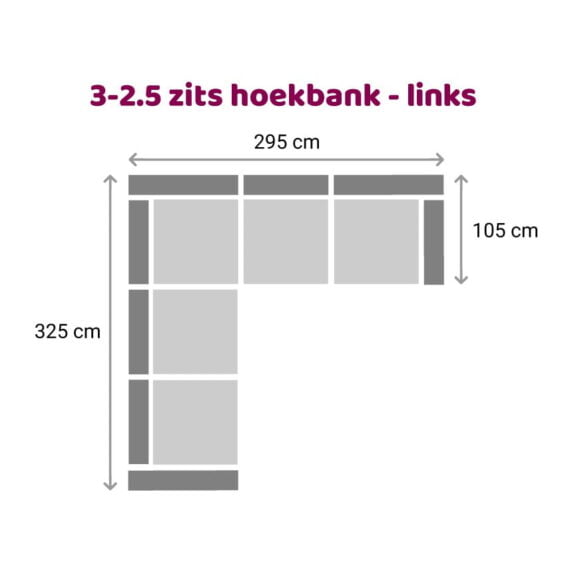 Zitzz Hamilton Hoekbank 3-2,5 zits - links