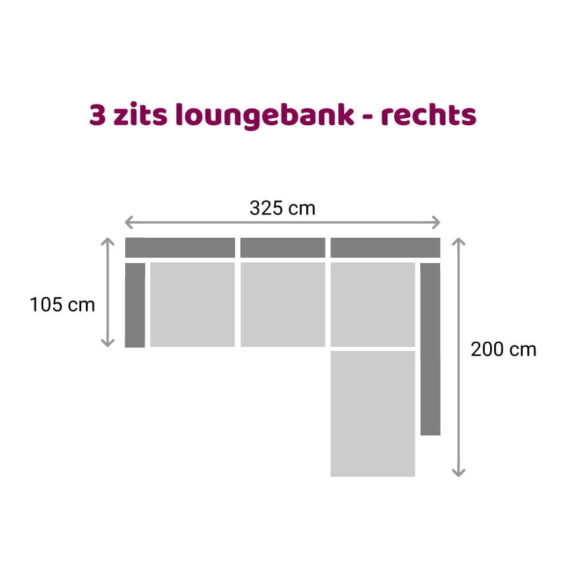 Zitzz Hamilton Longchair 3-zits - rechts