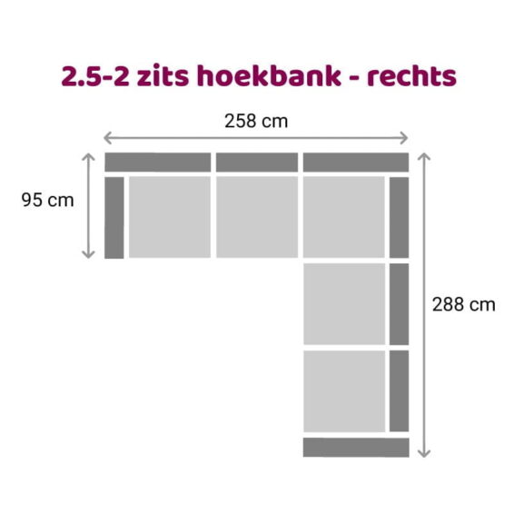 Zittz Claudia - Tanita Hoekbank 2-2,5 zits rechts