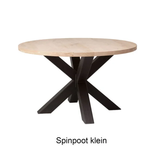 Eettafel Rustiek Eiken Rond Spinpoot klein.jpg