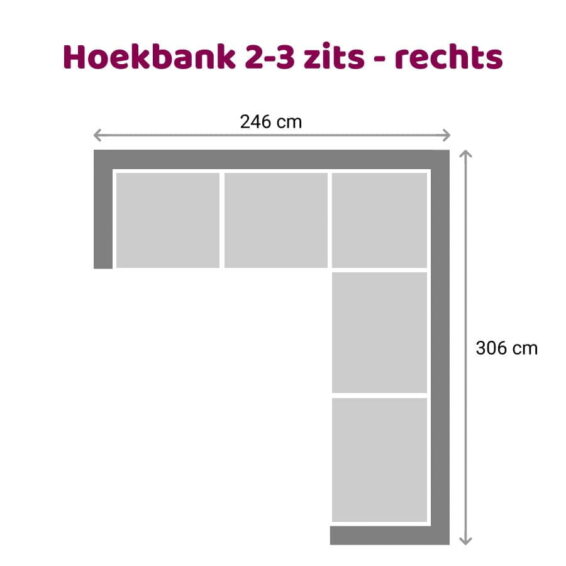 Zitzz Vettel Hoekbank 2-3 zits rechts