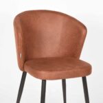 LABEL51 Eetkamerstoel Wave Cognac Microvezel Vooraanzicht Schuin Details