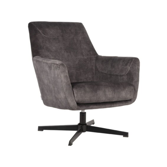 LABEL51 Fauteuil Toby Antraciet Velours 75x80x85 cm Perspectief