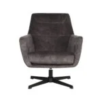LABEL51 Fauteuil Toby Antraciet Velours 75x80x85 cm Voorkant
