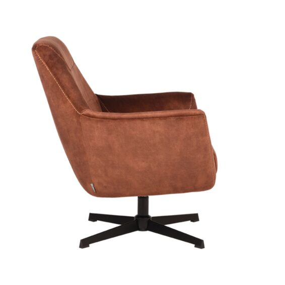 LABEL51 Fauteuil Toby Rust Velours 75x80x85 cm Zijkant