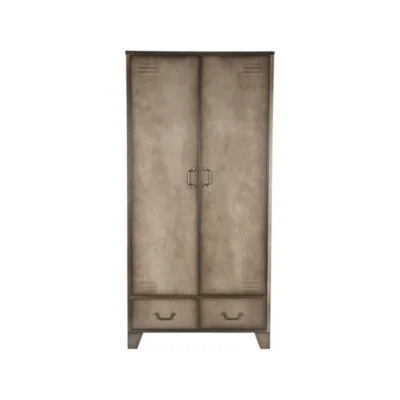 LABEL51 Hoge Kast Fence 2 Deurs Vintage Metaal 90x50x185 cm Voorkant