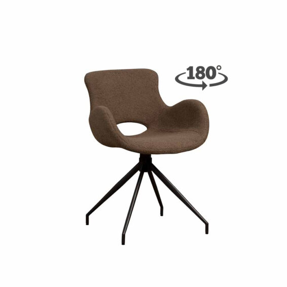Tower Living Eetkamerstoel Campo - Stof Teddy MJ8-7 Dark Brown Vooraanzicht
