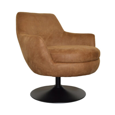 Fauteuil Azura - Eco Leer Bull 28 Cognac - Vooraanzicht Schuin