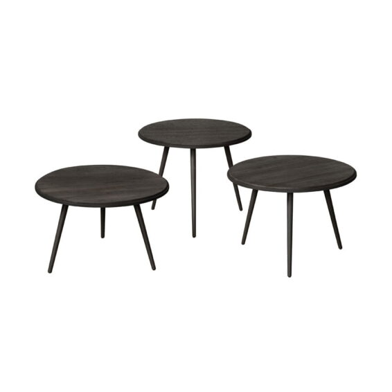 Tower Living Salontafelset Turi 54x45 40 35 Gerecycled Teak Zwart