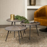 Tower Living Salontafelset Turi 54x45 40 35 Gerecycled Teak wit grijs Sfeerfoto