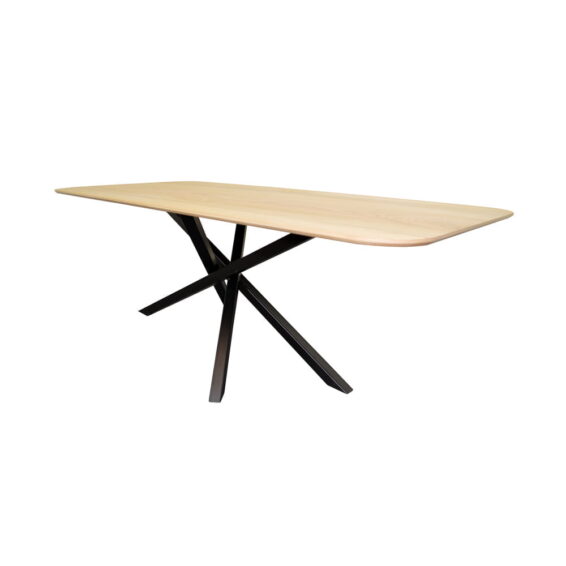 Eettafel Eiken Recht Verjongd ECO Blanke Skylt lak met Twistpoot