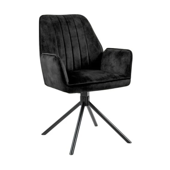 Eetkamerstoel Leon - Stof Adore Darkgrey 68 - Vooraanzicht Schuin