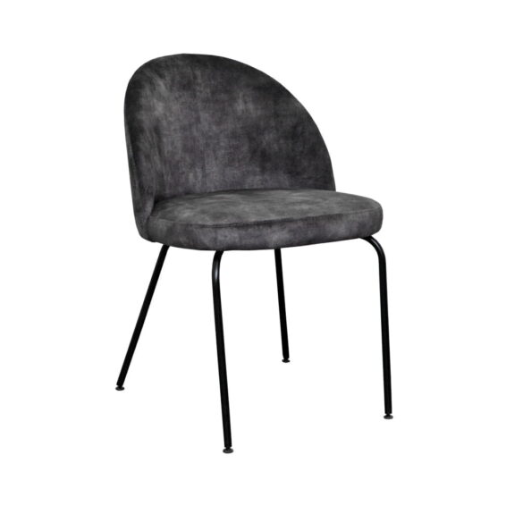 Eetkamerstoel Luna Stof Adore Darkgrey 68 Vooraanzicht Schuin
