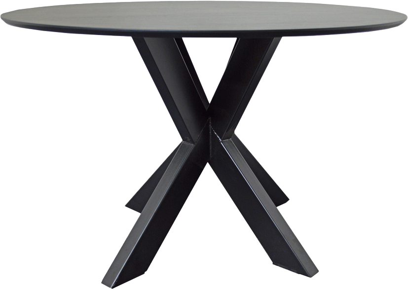 Eettafel Eiken Rond ECO Zwarte Skylt lak en matrix poot Vooraanzicht ECO PGN