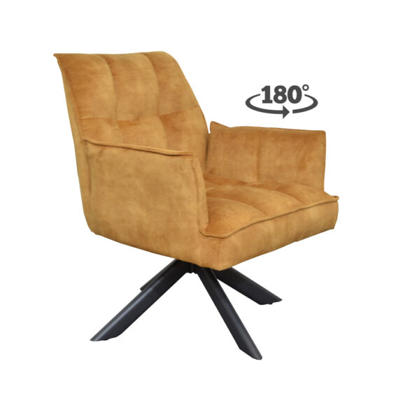 Fauteuil Tino - Stof Adore Gold 132 - Vooraanzicht Schuin 180