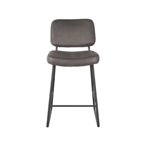 LABEL51 Barkruk Noah Antraciet Micro Suede 48x61x94 Cm Voorkant