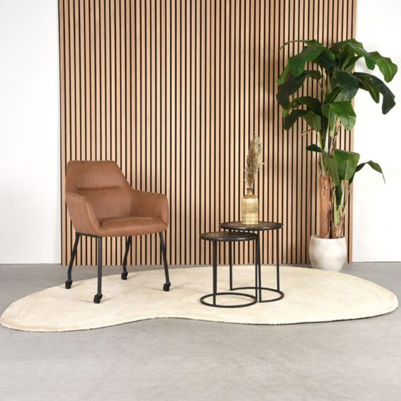 LABEL51 - Eetkamerstoel_Lenny_56x64x84_Cm_Cognac_Micro_Suede_Setting