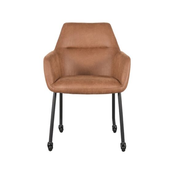 LABEL51 - Eetkamerstoel_Lenny_56x64x84_Cm_Cognac_Micro_Suede_Voorkant