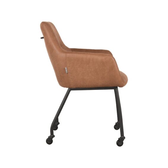 LABEL51 - Eetkamerstoel_Lenny_56x64x84_Cm_Cognac_Micro_Suede_Zijkant