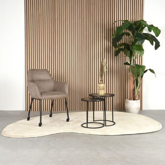 LABEL51 - Eetkamerstoel_Lenny_56x64x84_Cm_Taupe_Micro_Suede_Setting