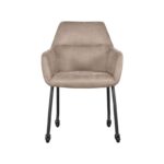 LABEL51 - Eetkamerstoel_Lenny_56x64x84_Cm_Taupe_Micro_Suede_Voorkant