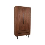 LABEL51 - Hoge_Kast_Rio_2-Deurs_Espresso_Mangohout_100x40x200_Cm_Perspectief