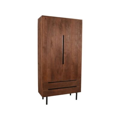 LABEL51 - Hoge_Kast_Rio_2-Deurs_Espresso_Mangohout_100x40x200_Cm_Perspectief