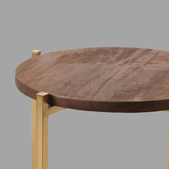 LABEL51 - Bijzettafel_Dox_40x40x40_cm_Espresso_Mangohout_Goud_Metaal_Detail1