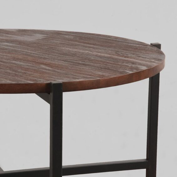 LABEL51 - Salontafel_Dox_70x70x35_cm_Espresso_Mangohout_Zwart_Metaal_Detail