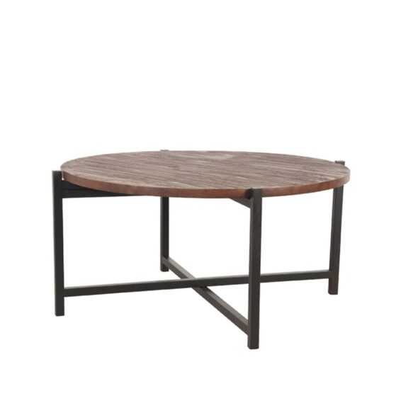 LABEL51 - Salontafel_Dox_70x70x35_cm_Espresso_Mangohout_Zwart_Metaal_Perspectief