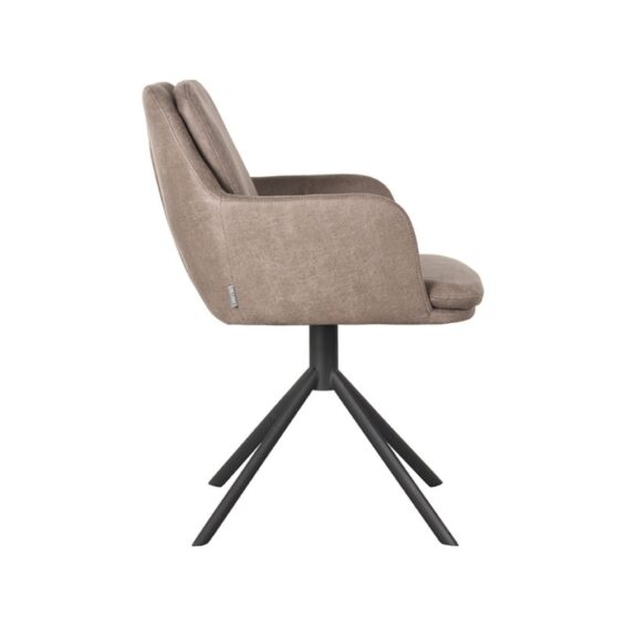 LABEL51 - Eetkamerstoel_Joy_58x63x83_Cm_Taupe_Micro_Suede_Zijkant