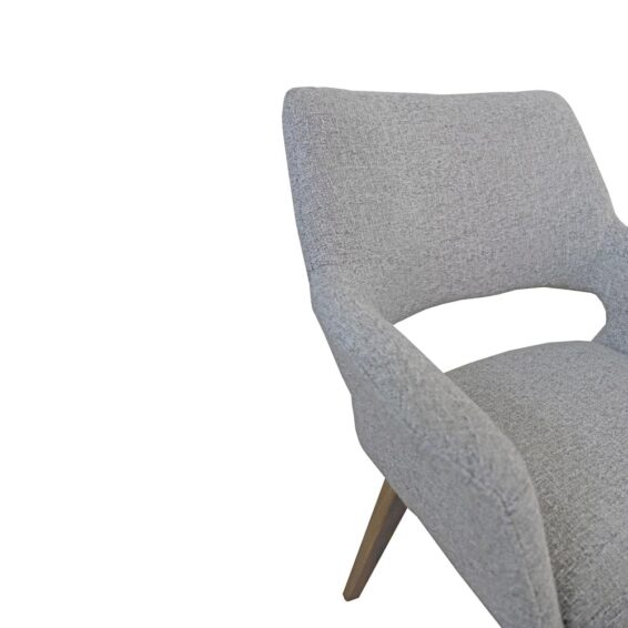 Eetkamerstoel Josha Met 180° Draaibare Houten Stoelpoot - Stof Oasis Ashgrey 40 - Vooraanzicht Details