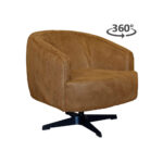 Fauteuil Macone - Eco Leer Bull 28 Cognac Vooraanzicht Schuin 360
