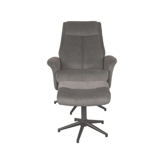 LABEL51 Relaxfauteuil Bergen Ottomane 77x76x105 Cm Antraciet Cosmo Voorkant V2