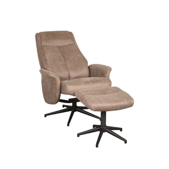 LABEL51 Relaxfauteuil Bergen Ottomane 77x76x105 Cm Taupe Micro Suede Perspectief2 V2