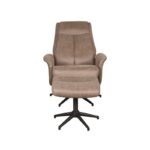 LABEL51 Relaxfauteuil Bergen Ottomane 77x76x105 Cm Taupe Micro Suede Voorkant2 V2