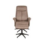 LABEL51 Relaxfauteuil Bergen Ottomane 77x76x105 Cm Taupe Micro Suede Voorkant V2