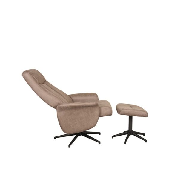 LABEL51 Relaxfauteuil Bergen Ottomane 77x76x105 Cm Taupe Micro Suede Zijkant2 V2