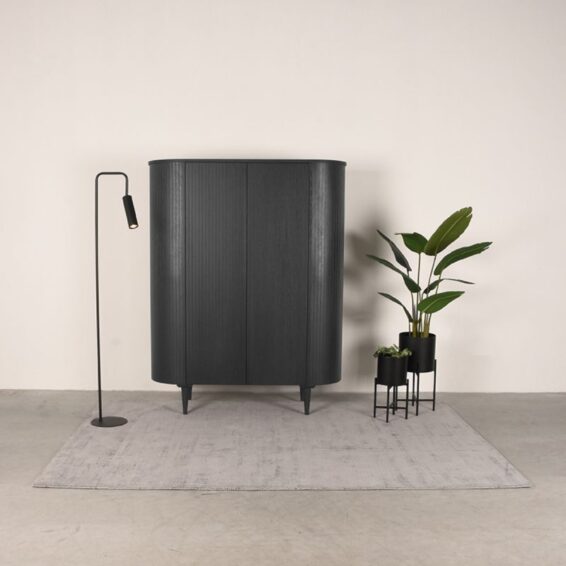 LABEL51 - Hoge_Kast_Oliva_105x47x158_Cm_Zwart_Eikenhout_Setting